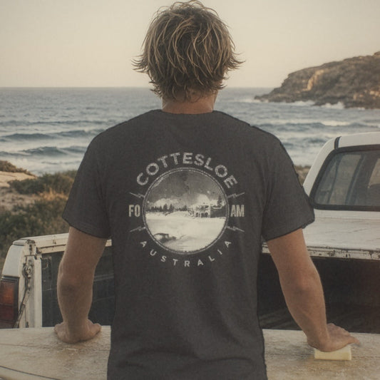 Cottesloe Tee - Foam Riders surf tee, back print