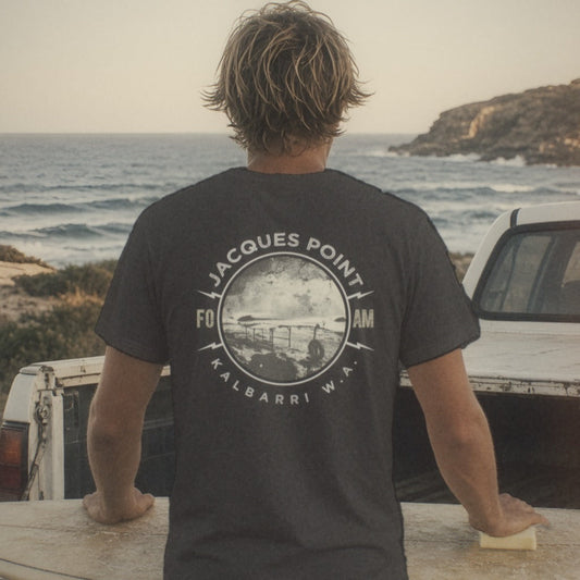 Jacques Point Tee - Foam Riders surf tee, back print