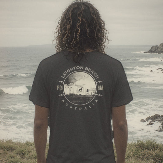Leighton Beach Tee - Foam Riders surf tee, back print