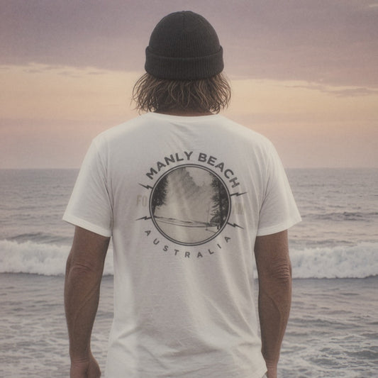 Manly Tee - Foam Riders surf tee, back print
