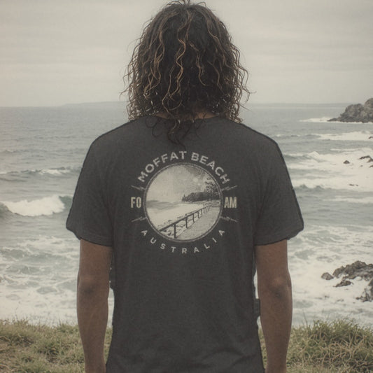 Moffat Beach Tee - Foam Riders surf tee, back print
