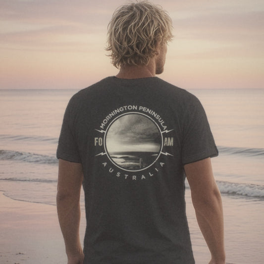 Mornington Peninsula Tee - Foam Riders surf tee, back print