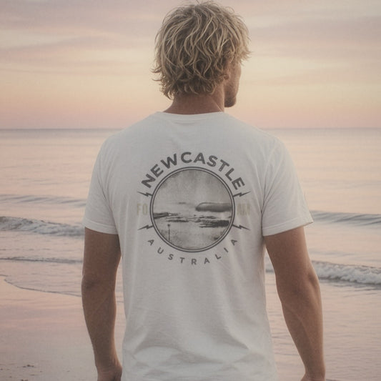 Newcastle Halftone Copy Tee - Foam Riders surf tee, back print