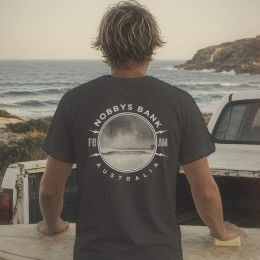 Nobbys Tee - Foam Riders surf tee, back print