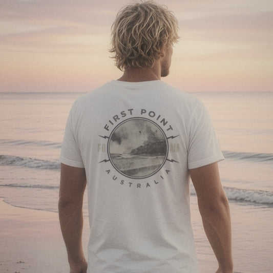 Noosa First Point Tee - Foam Riders surf tee, back print