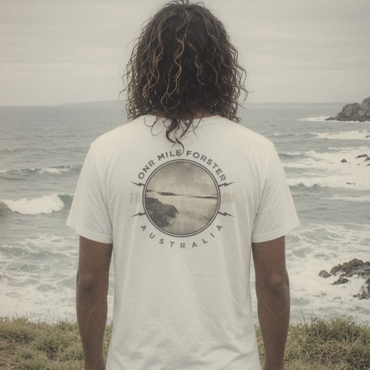 One Mile Forster Tee - Foam Riders surf tee, back print