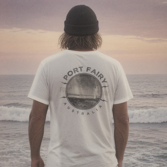 Port Fairy Tee - Foam Riders surf tee, back print