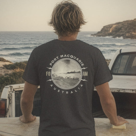 Port Macquarie Tee - Foam Riders surf tee, back print