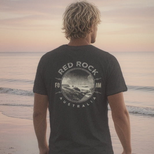 Red Rock Tee - Foam Riders surf tee, back print