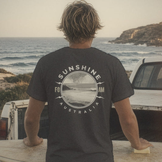 Sunshine Tee - Foam Riders surf tee, back print
